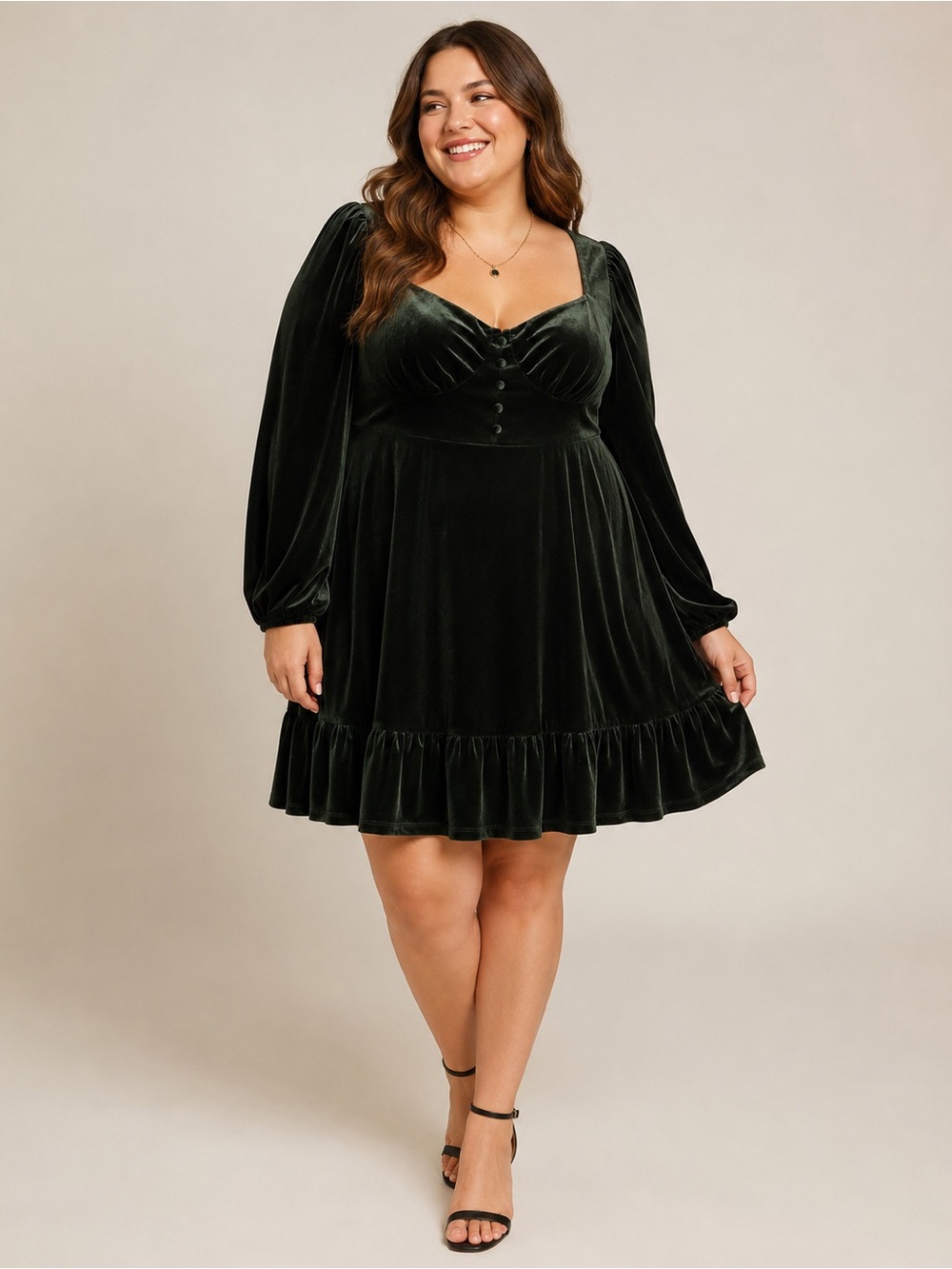Cider Emerald Green Velvet Mini Dress NWT 3X Romantic Cottagecore